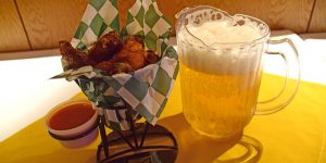 Basket of chicken and beer